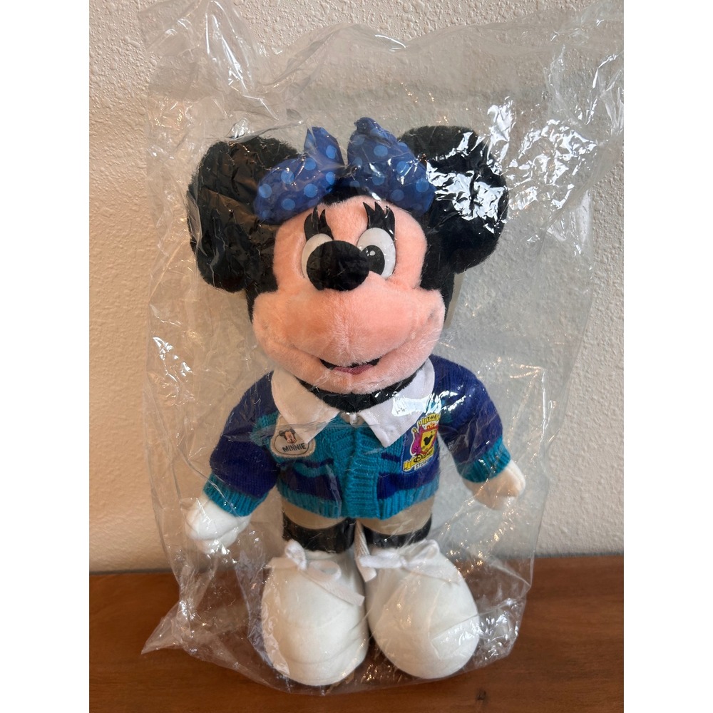 Disney Store Minnie Mouse Cast Member Plush Doll Blue Cardigan Model 15539